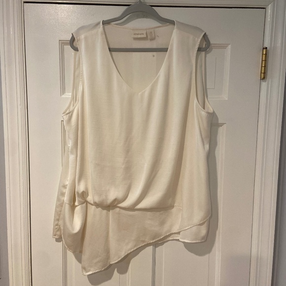 Chico’s Ivory Asymmetrical Sleeveless Blouse – Size XXL (4) - Picture 1 of 4